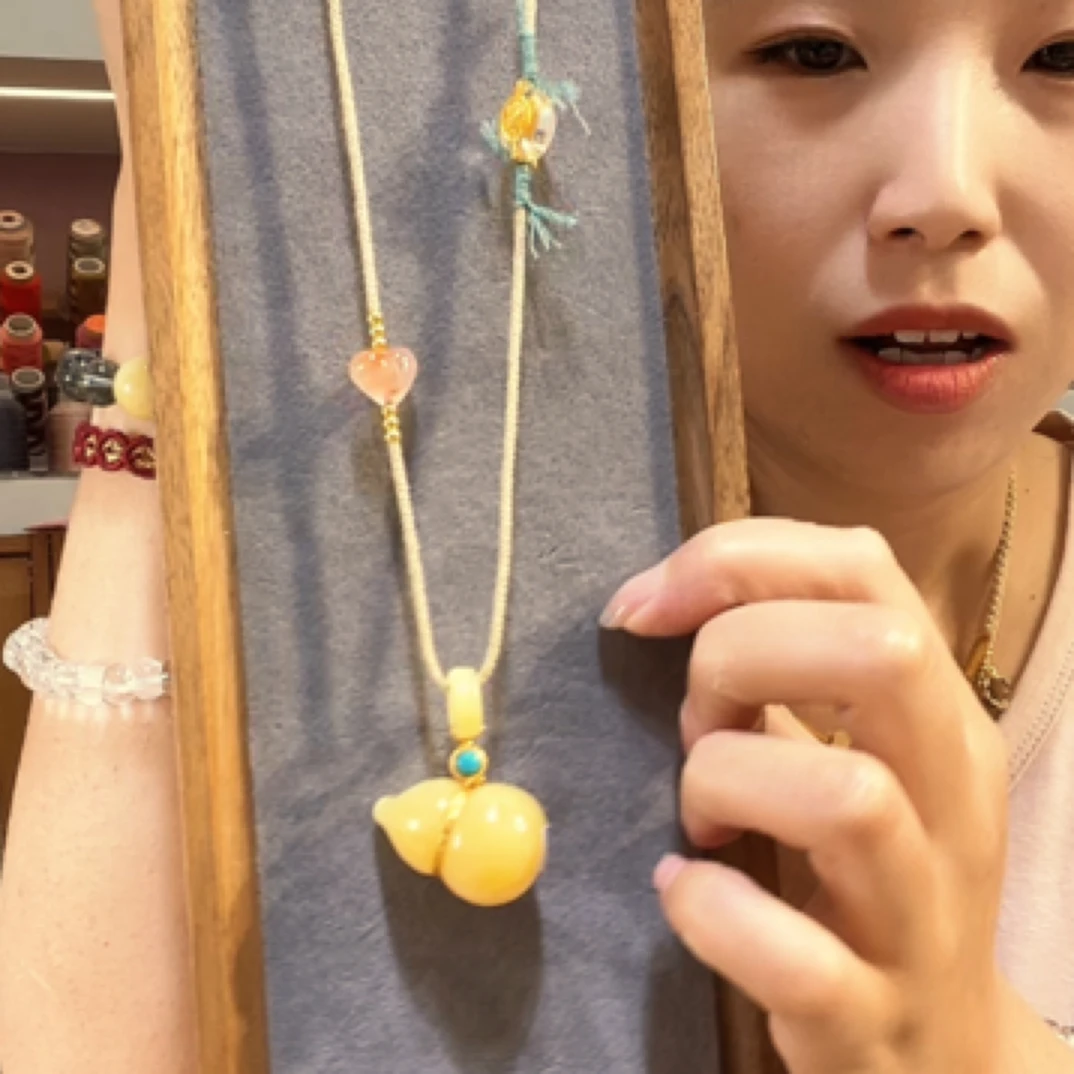 天然蜜葫芦吊坠配布艺绳