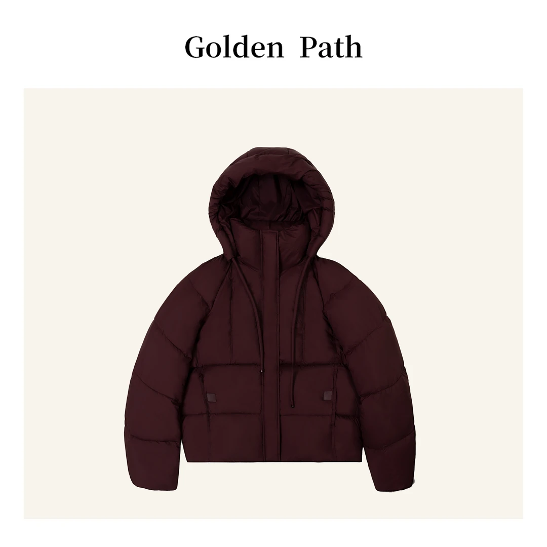 【白桦专属】龟背前分格线设计枣红色通勤保暖羽绒服