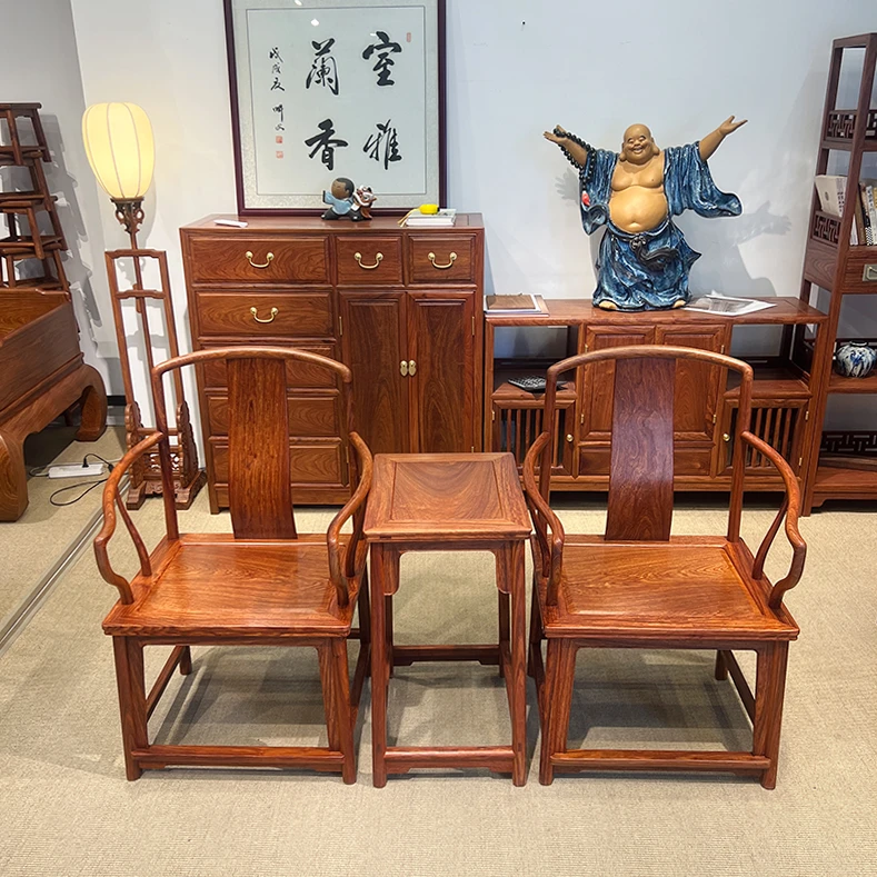 刺猬马里料南官帽椅三件套客人椅主人椅中式休闲椅办公桌椅子