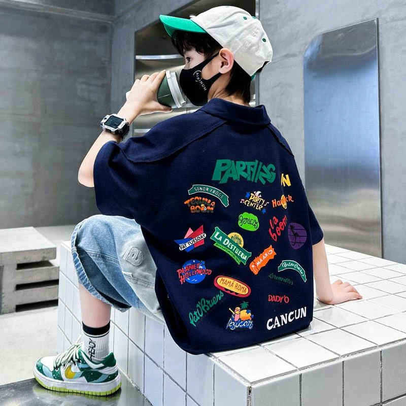 巴拉巴拉童装适用儿童装男童t恤短袖polo衫夏装2025新款夏季中大