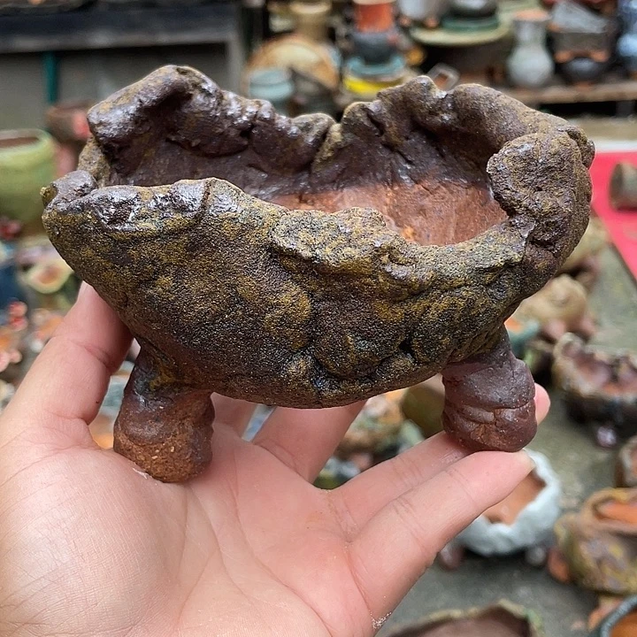 手工粗陶透气花盆16