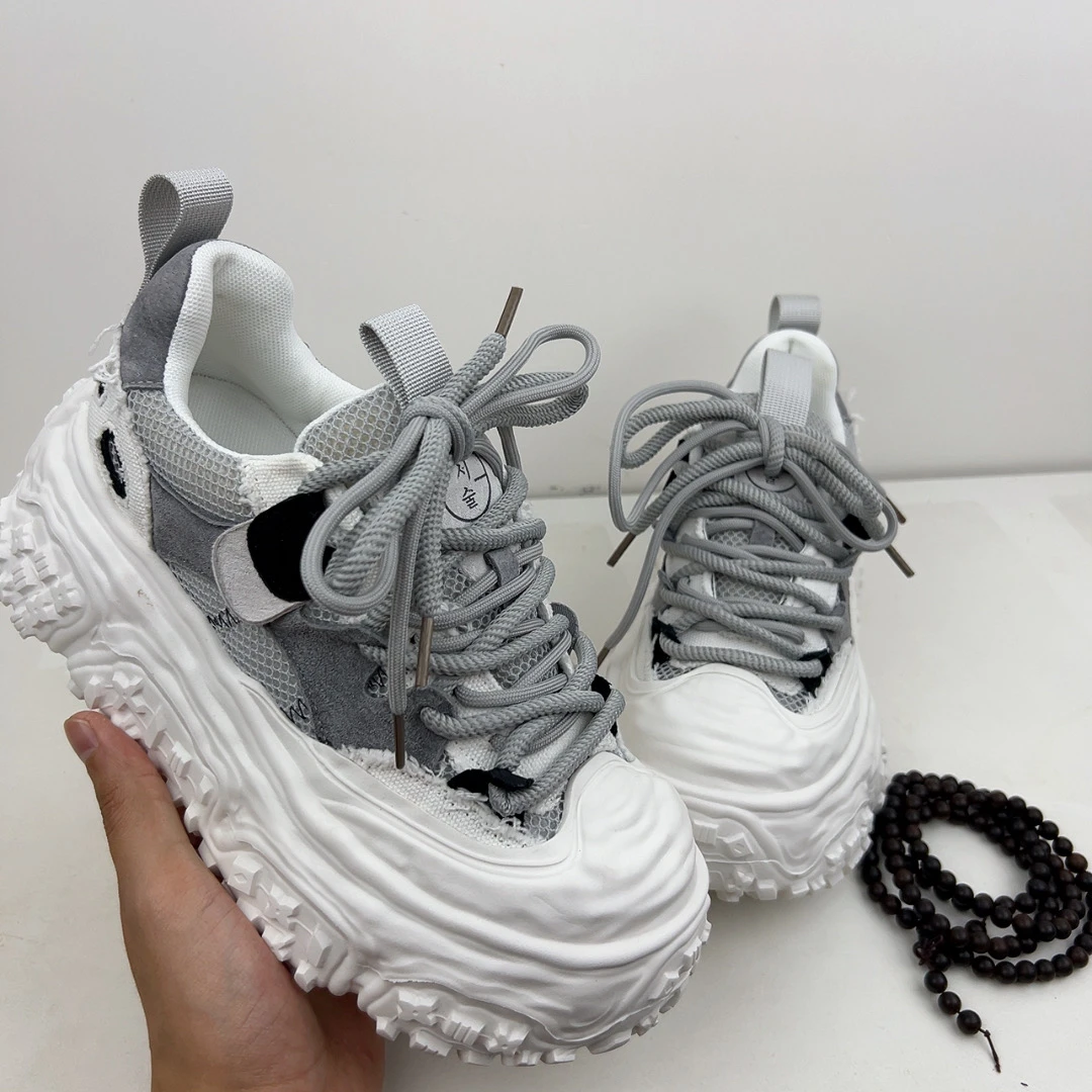 【继兴精选】欧货夏季新款皮面透气轻奢网面厚底运动休闲老爹鞋