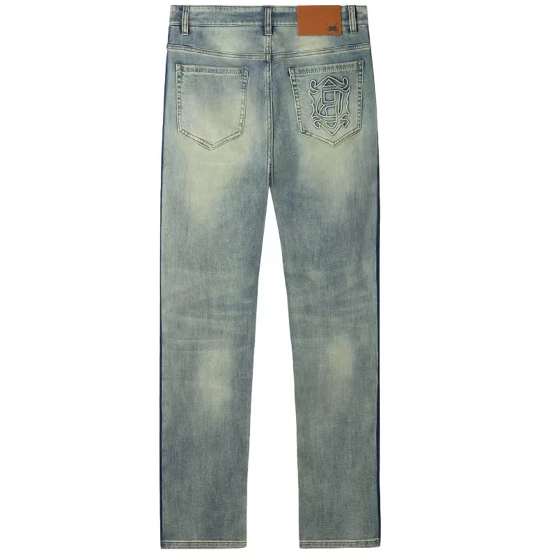 【DA双刀】夏季新款男士百搭中腰直筒水洗蓝色休闲牛仔裤-2403211