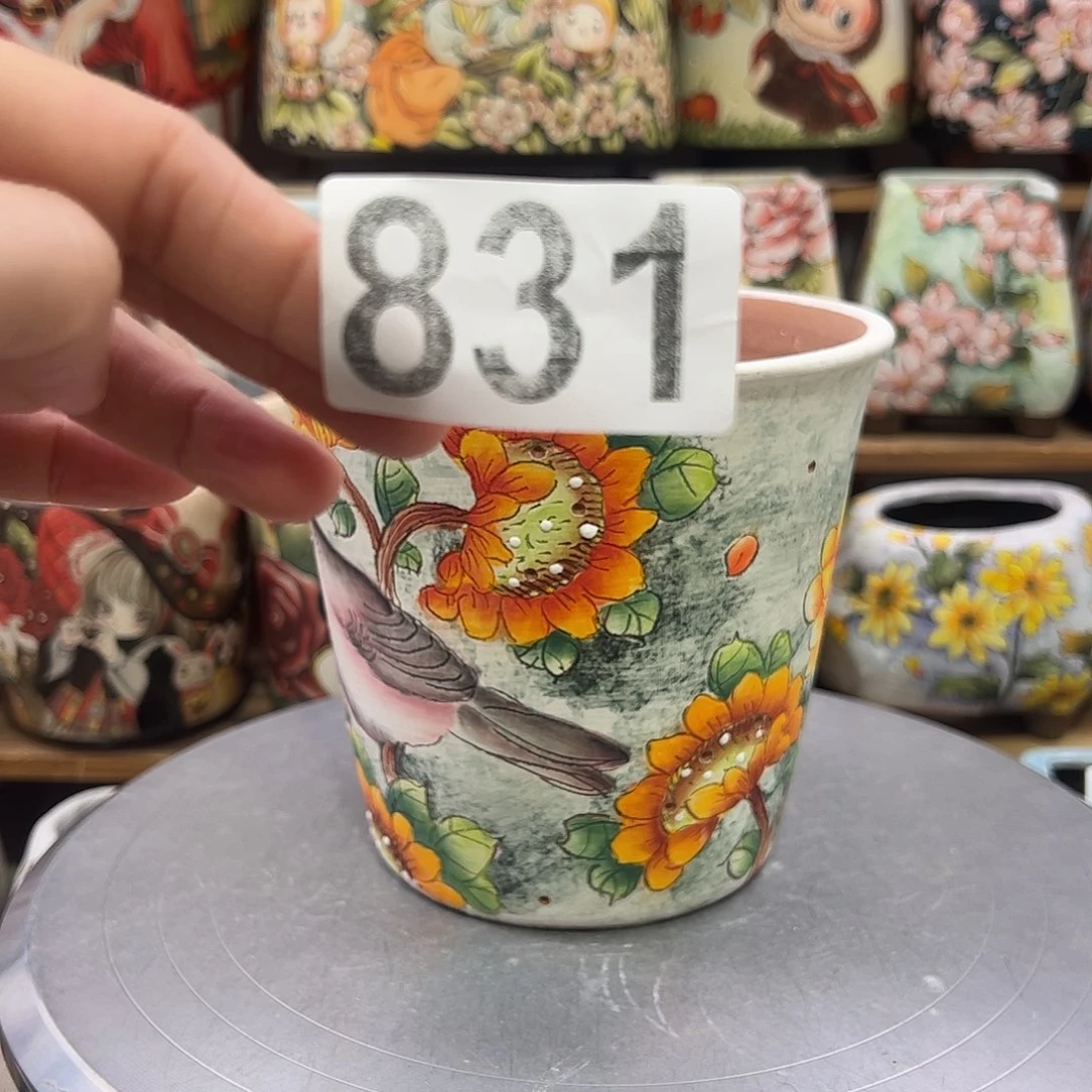 橙***橙景德镇炫彩手绘陶瓷花盆