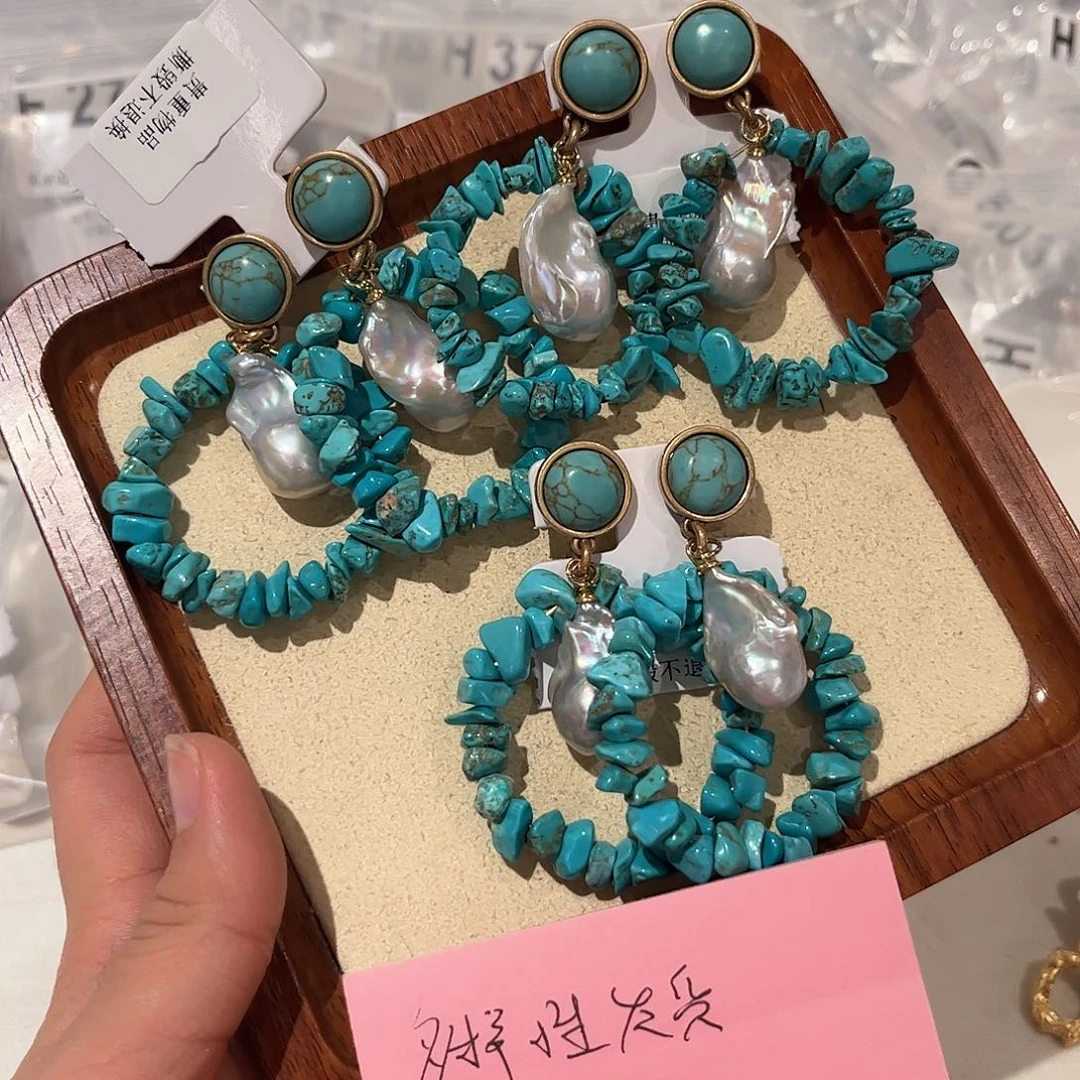 合金淡水珍珠耳饰