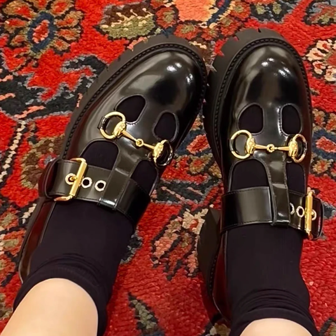 未使用 GUCCI/古驰 36.5码/gucci古驰玛丽珍镂空乐福鞋/鞋盒