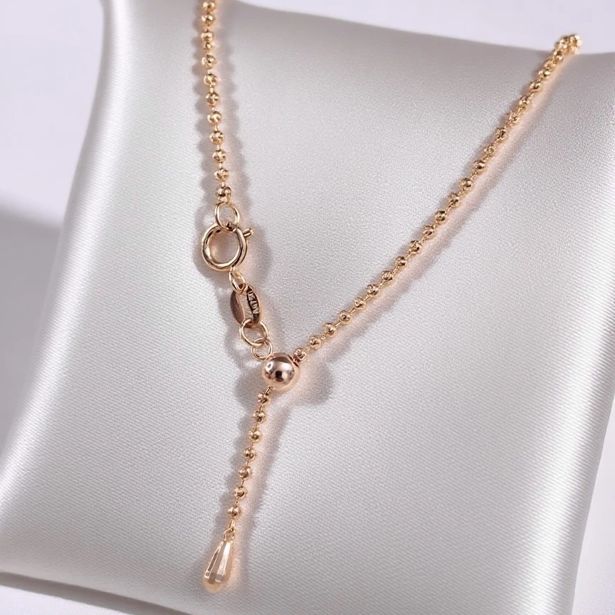 简约18k金闪耀豆豆项链爱心抽拉可调节时尚百搭爆闪万能链 锁骨链