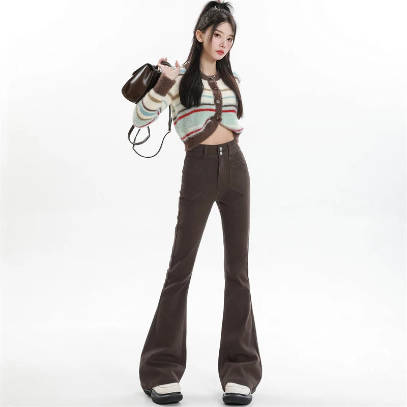 复古微喇叭牛仔裤女2025春季新款高腰显瘦美式修身时尚百搭马蹄裤