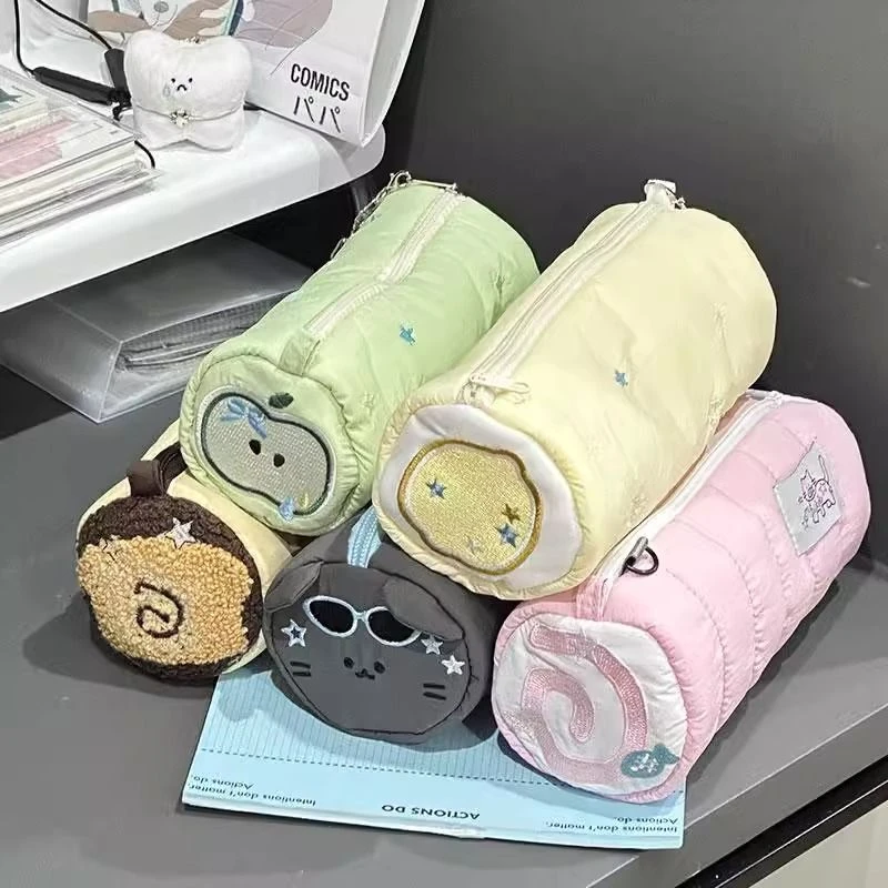 森系笔袋高颜值小清新ins大容量青苹果星星鱼板面粉色刺绣文具ch