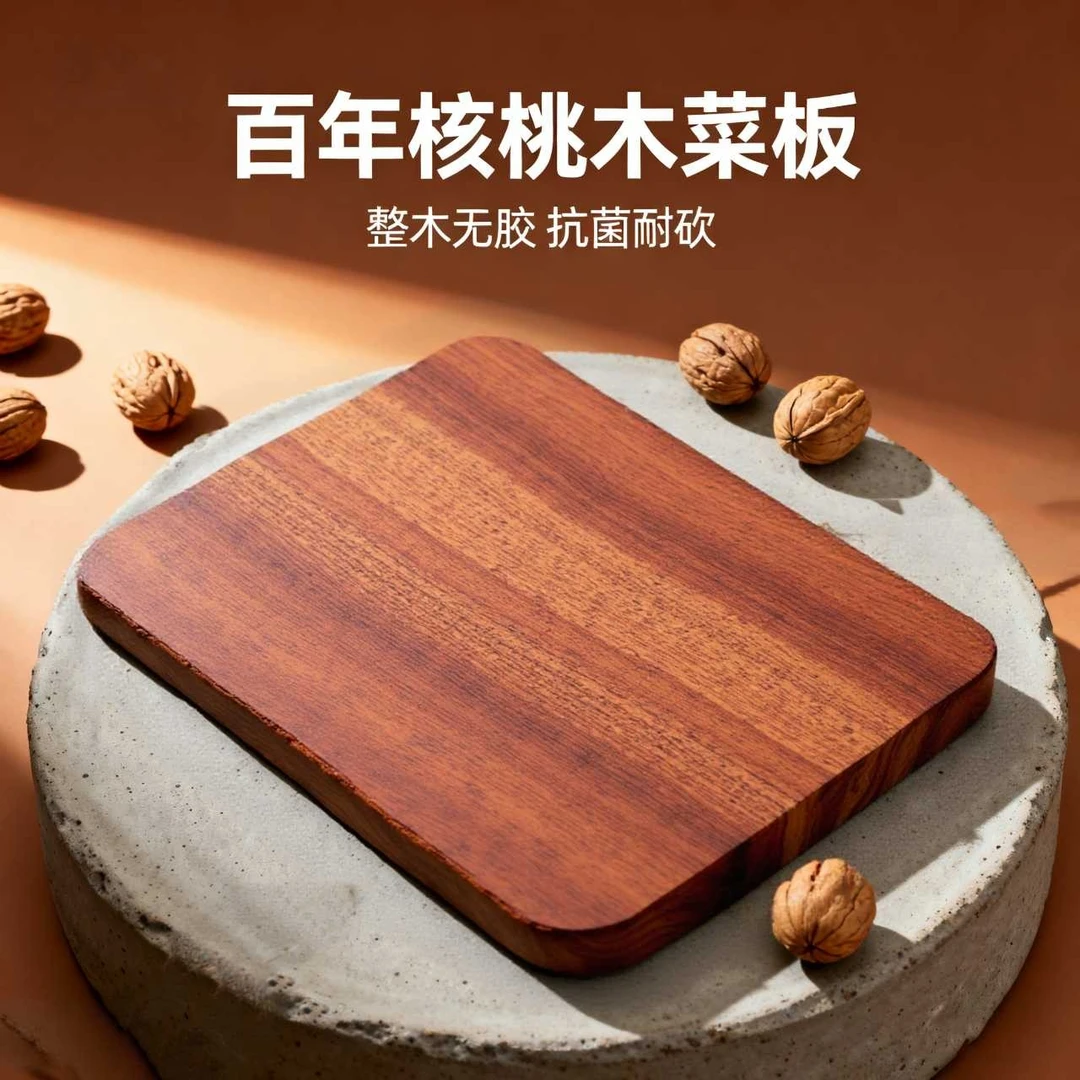 厨房必备工具百年新疆核桃木整菜板家用无漆无蜡加厚创意家庭用品
