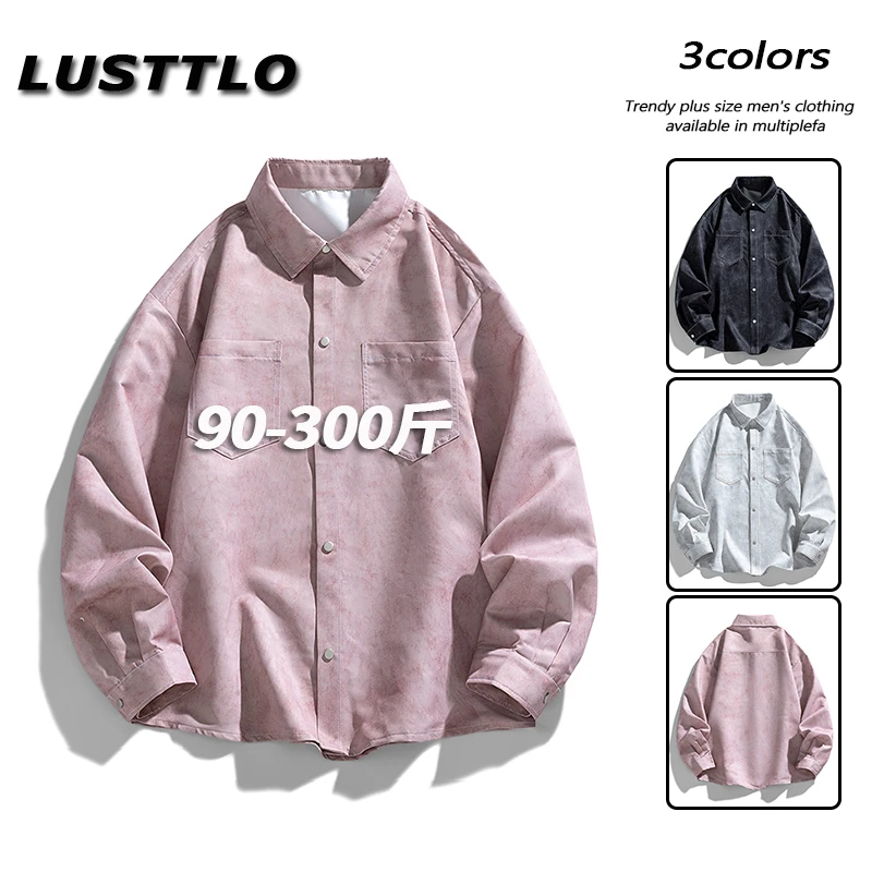 韩系扎染衬衣宽松休闲翻领寸衫男2025春秋季新款男士大码衬衫外套