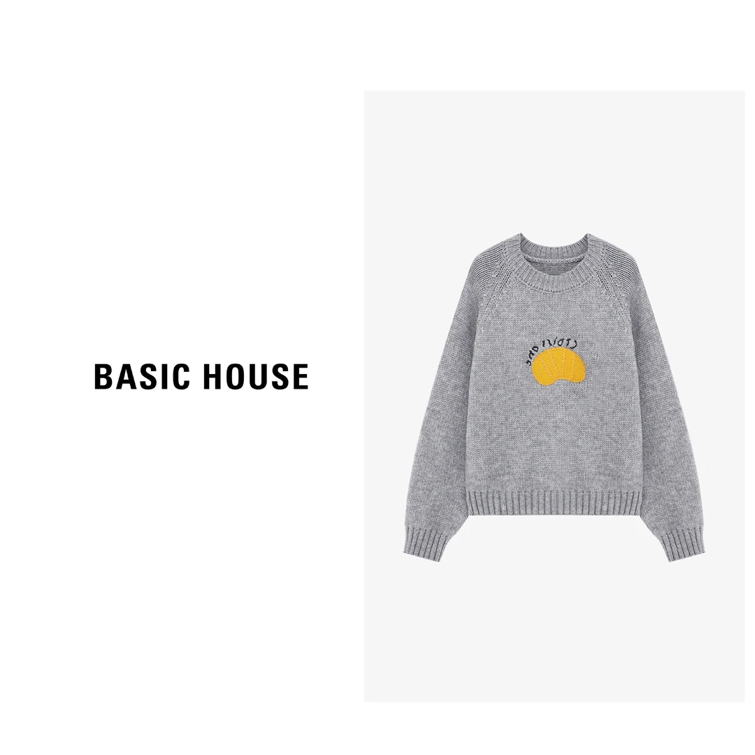 Basic House/百家好秋季新款时尚卡通南瓜刺绣毛衣-B06245S2282
