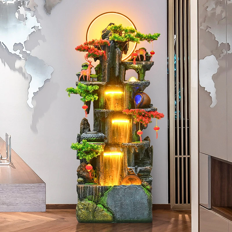 客厅办公室落地假山循环流水喷泉装饰摆件乔迁开业送礼电视柜景观