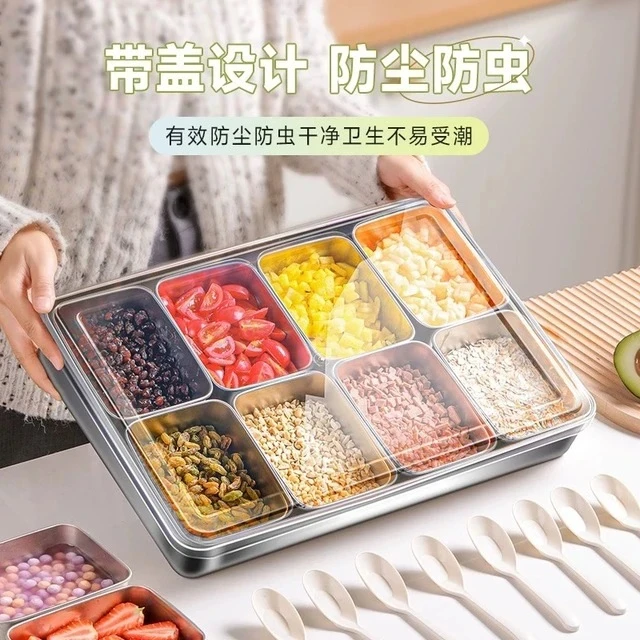 冰粉配料盒商用摆摊专用不锈钢分格收纳麻糍调料小料盒子工具全套