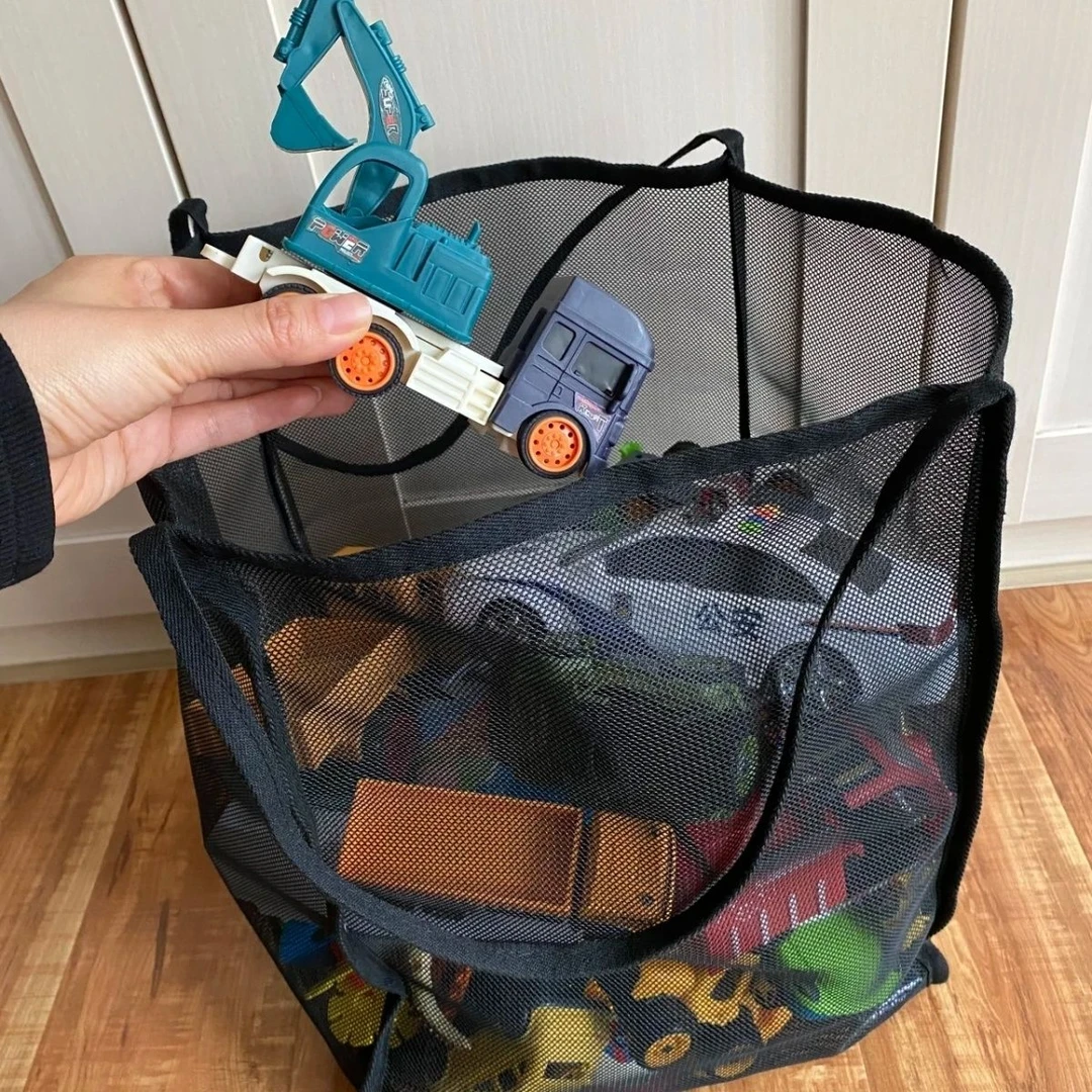 ins透明网纱单肩挎包轻便百搭购物袋带娃出行折叠沙滩玩具游泳包