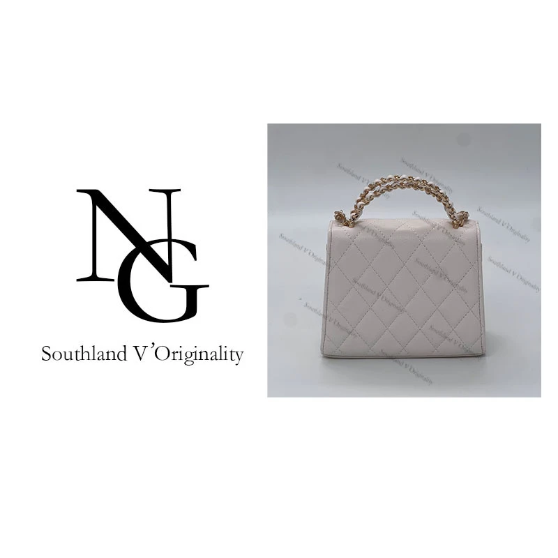 NG/17CM原创私定真皮包1131-双手柄手提梯香-白