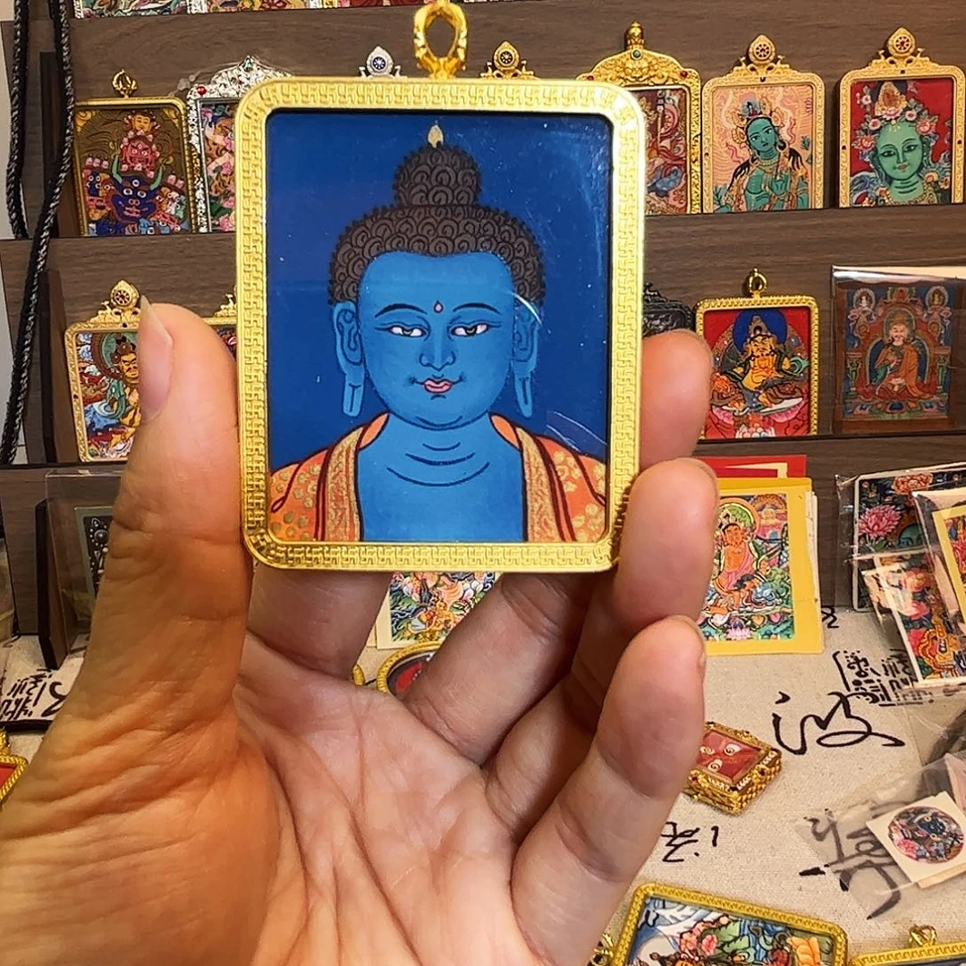 吊坠药师佛4×5半身纯手绘