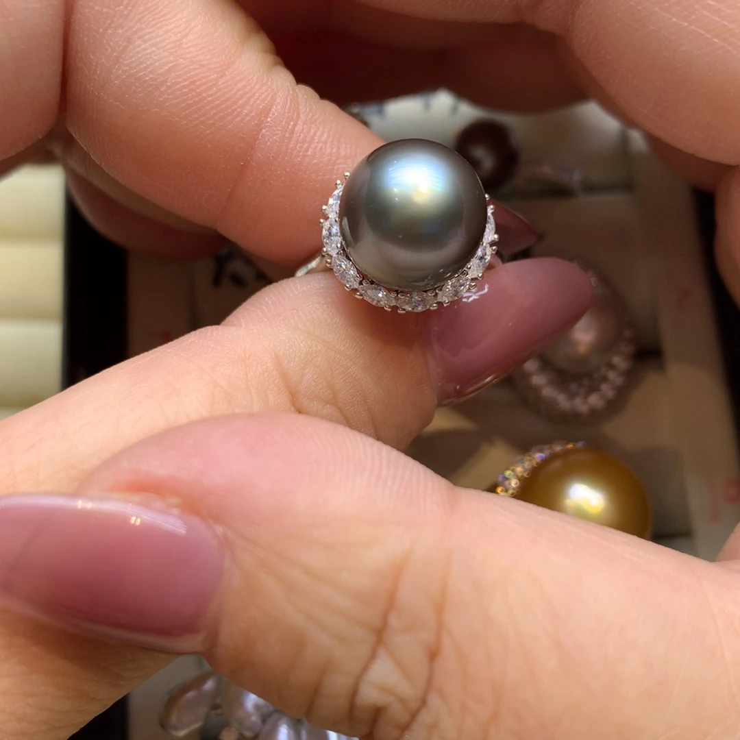 银S925镶嵌戒指海水珍珠