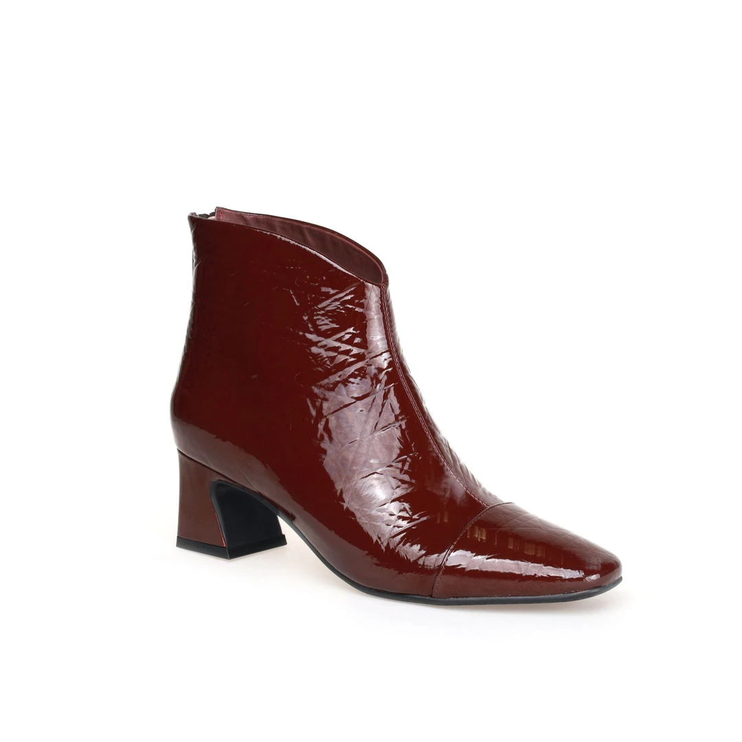 豪麟名鞋迪嘉迪嘉女装小方头时尚粗跟短靴牛移膜革DJQYA42WN021