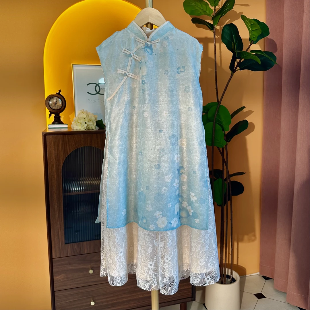 女童连衣裙2025新款夏季儿童洋气古风汉服公主裙小女孩旗袍裙亲子