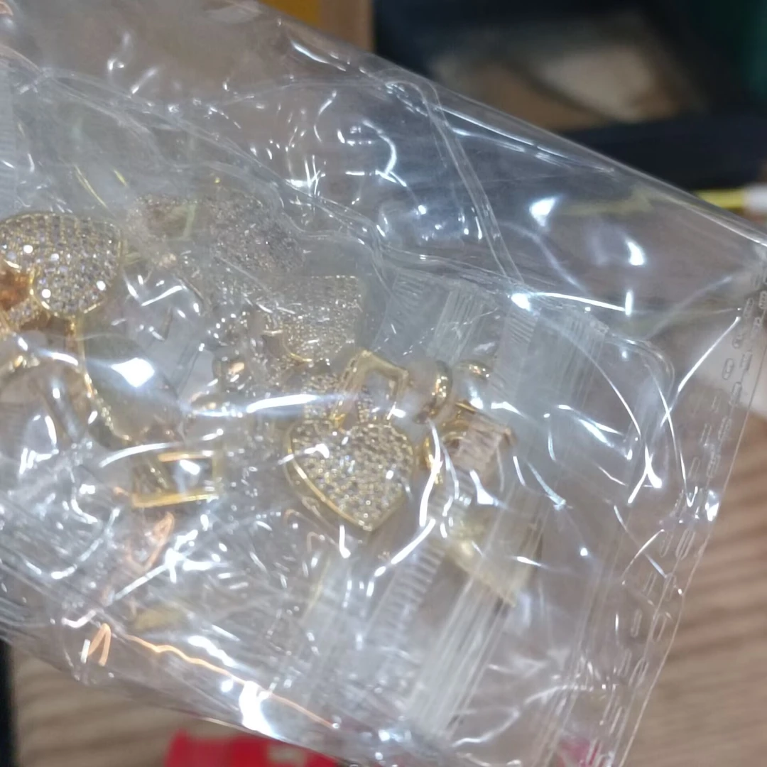 铜合金合成锆石耳饰 《货号6264》桃心吊坠耳环