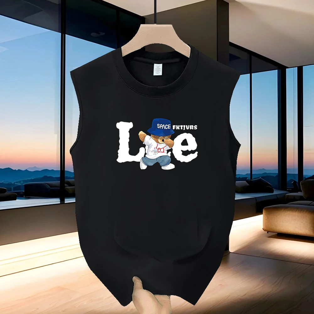 美式痞帅潮牌重磅纯棉背心男士夏季新款爆款时尚坎肩无袖t恤男装T