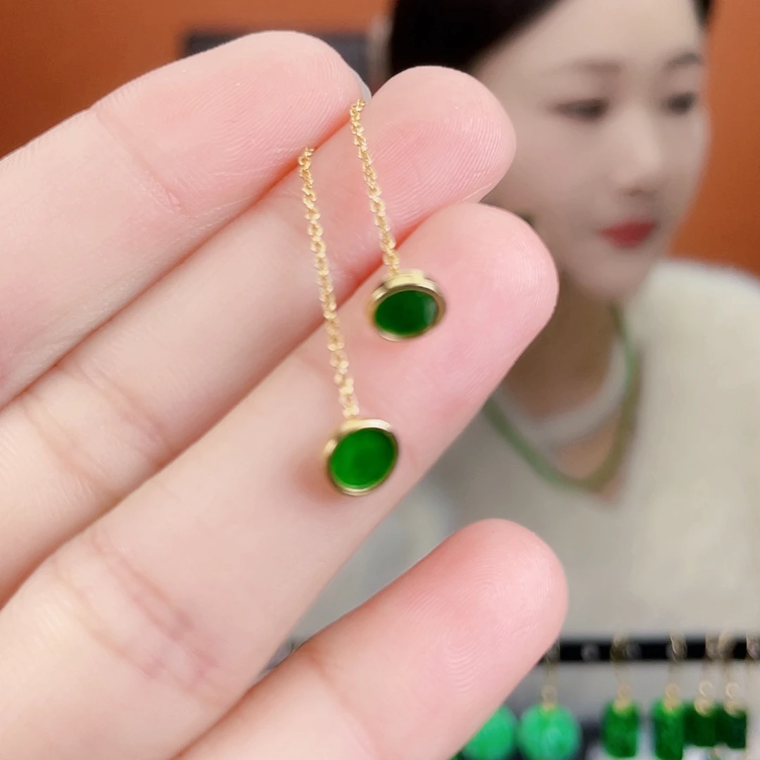 翡翠银S925镶嵌耳饰