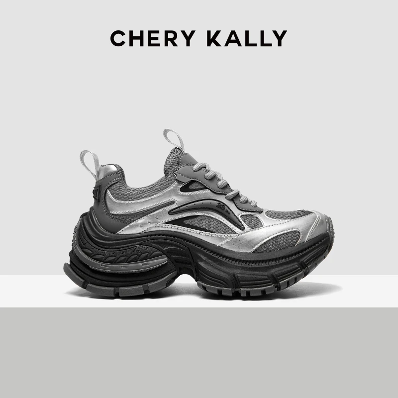 （微光闪耀）银色老爹鞋女时尚厚底休闲增高鞋963LD4742