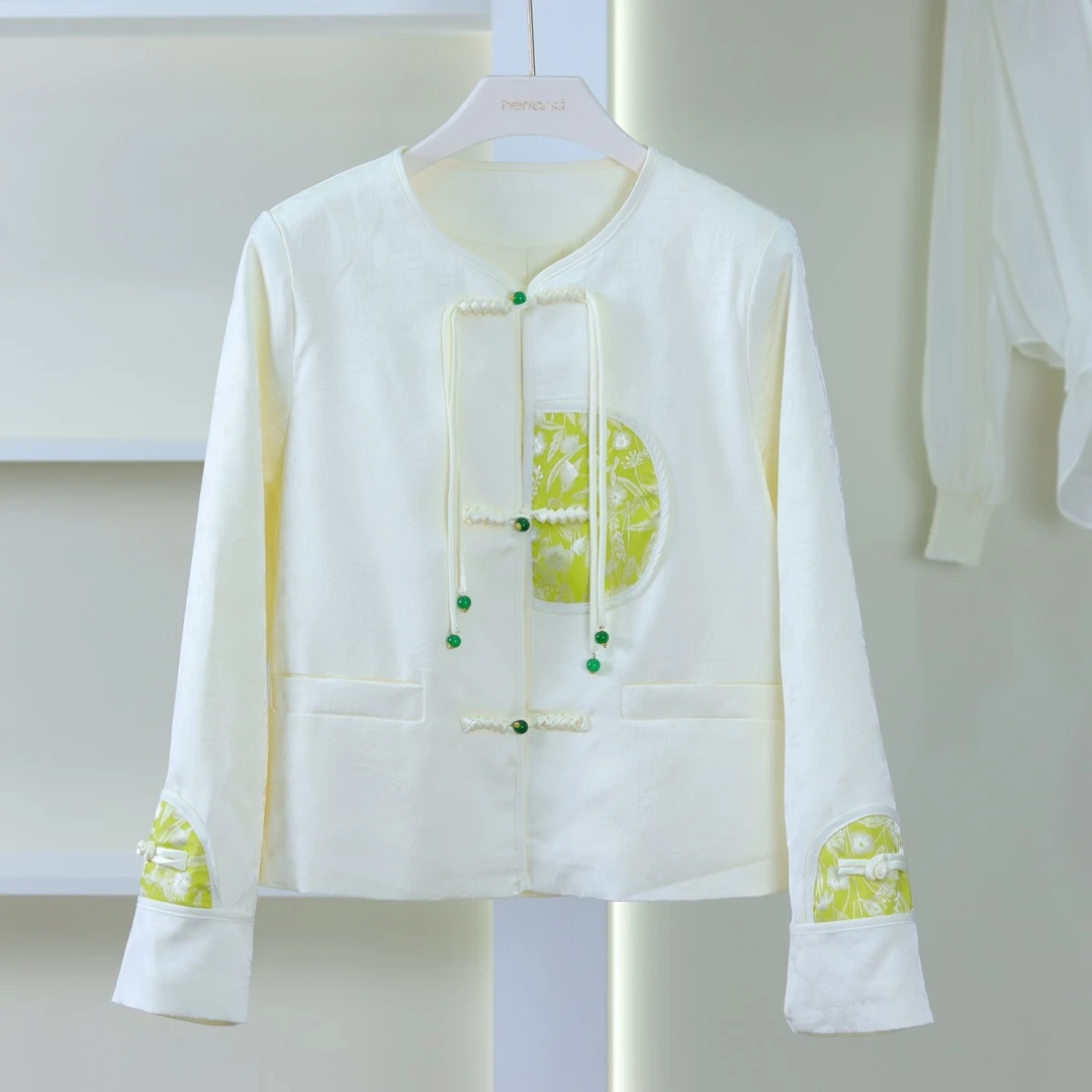 麦迪尚品【子xi】O-763 春秋新中式盘扣提花外套长袖新国风上衣