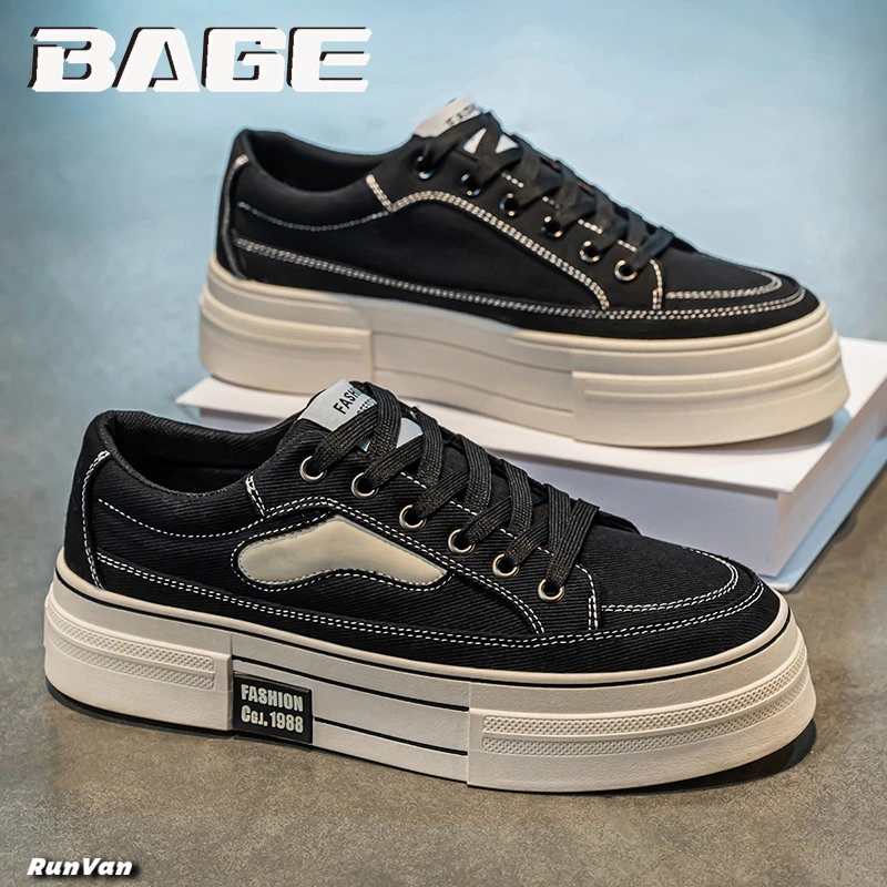 八哥帆布鞋男款冬季透气运动休闲板鞋大码46百搭厚底增高学生布鞋