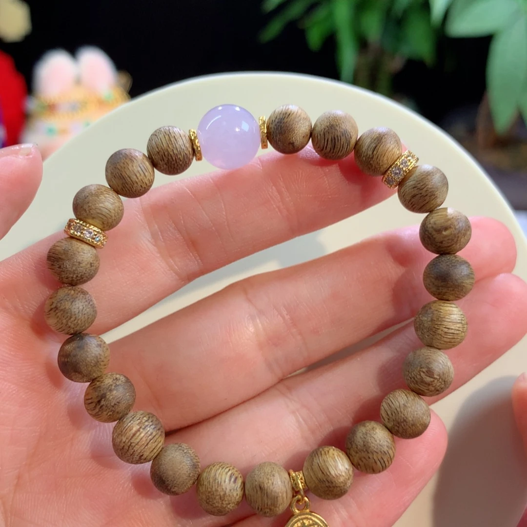 翡翠散珠甜紫翡翠手链