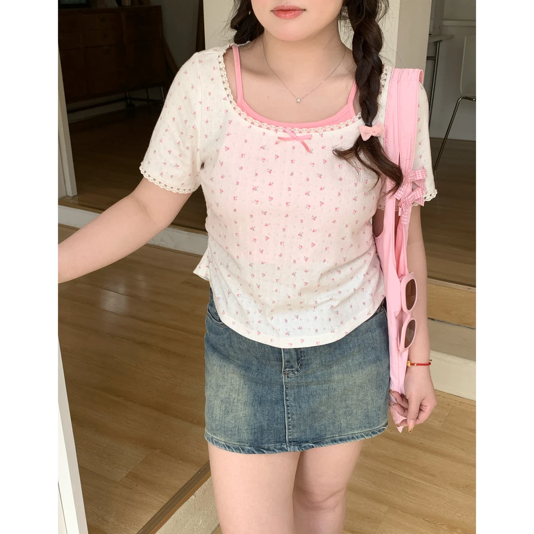 【复古唱片店】大头婷微胖定制夏季新款半身裙高腰显瘦A字短裙