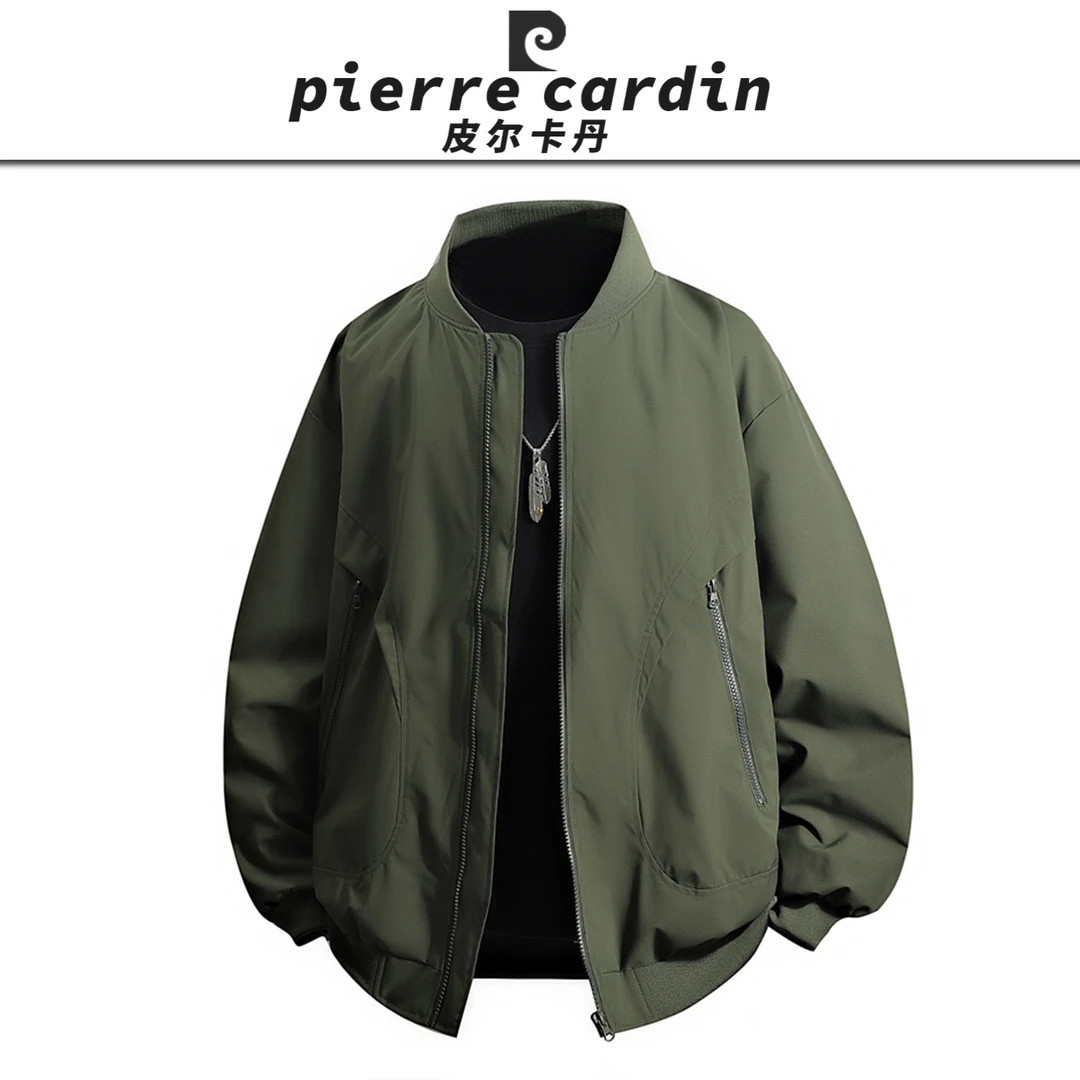 皮尔卡丹【官方】美式飞行服夹克男女款秋季宽松复古休闲棒球领外套