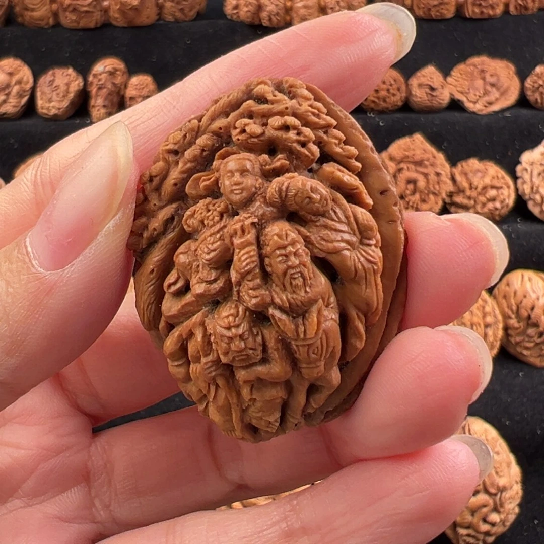 吊坠桃核桃核雕刻八仙单籽