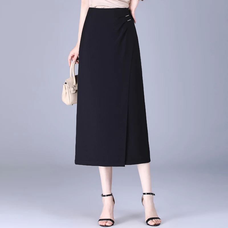 黑色包臀裙女夏季2025新款高腰显瘦半身裙中长款气质直筒一步裙子