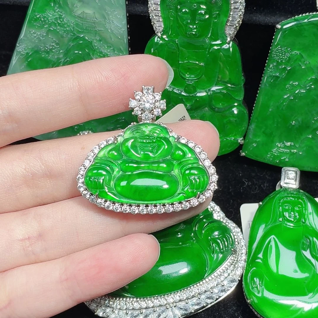 翡翠银S925镶嵌颈饰天然A货翡翠