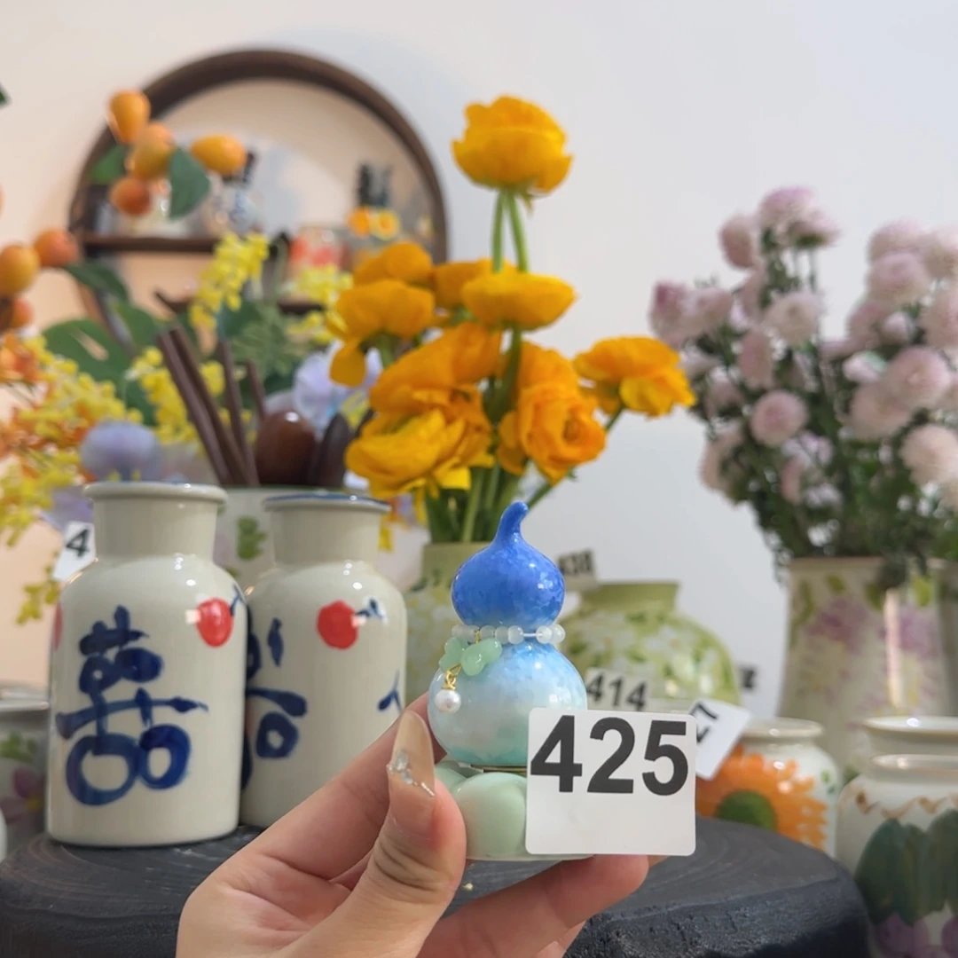 摆件景德镇手作陶瓷花瓶摆件无孔