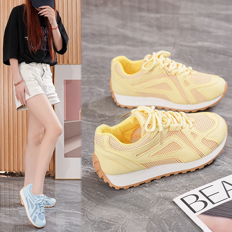2025年夏季新款透气运动鞋女鞋韩版百搭网面小白鞋跑步休闲阿甘鞋