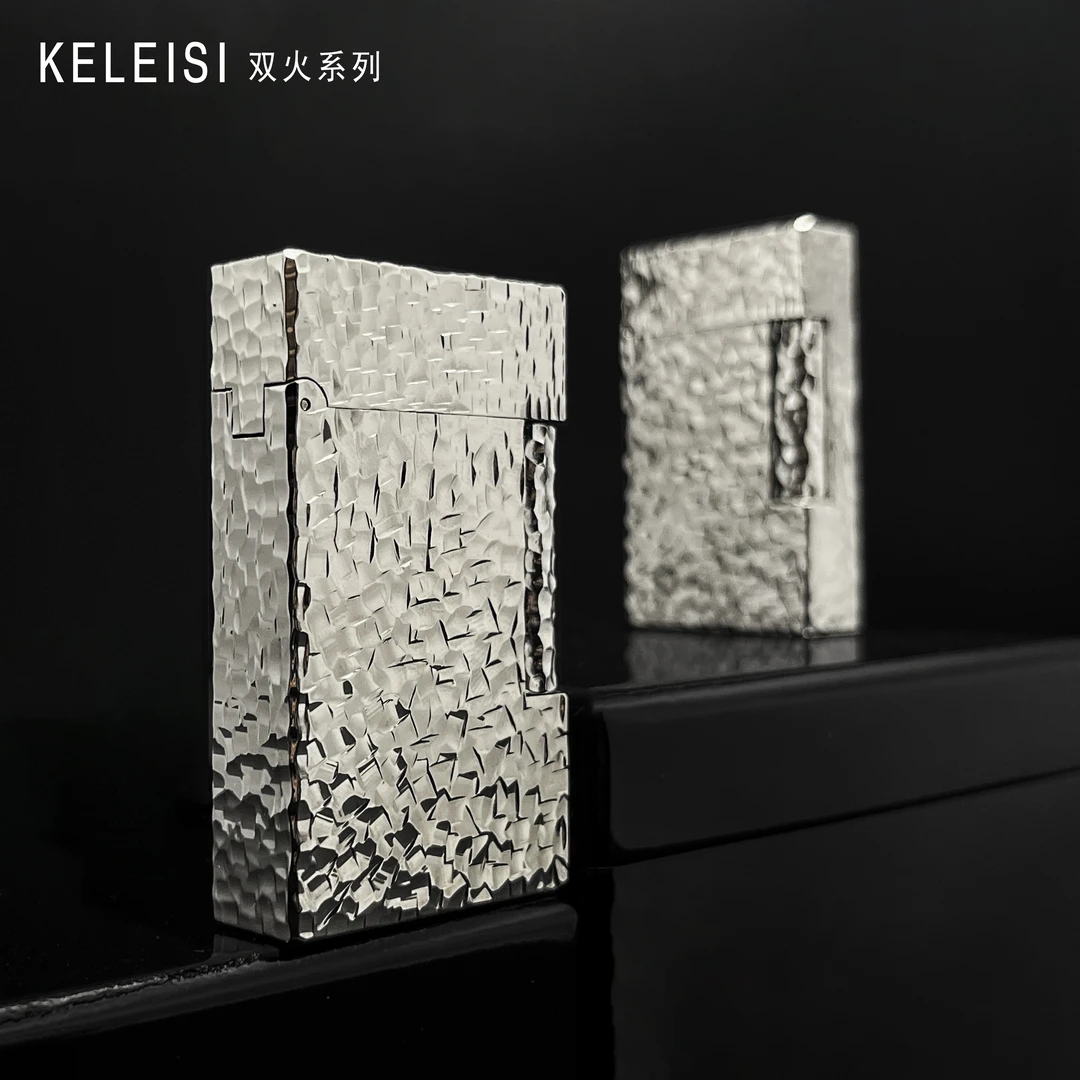 KELEISI【碎碎冰】高档朗声双火直冲防风切换点茄侧滑充气打火机