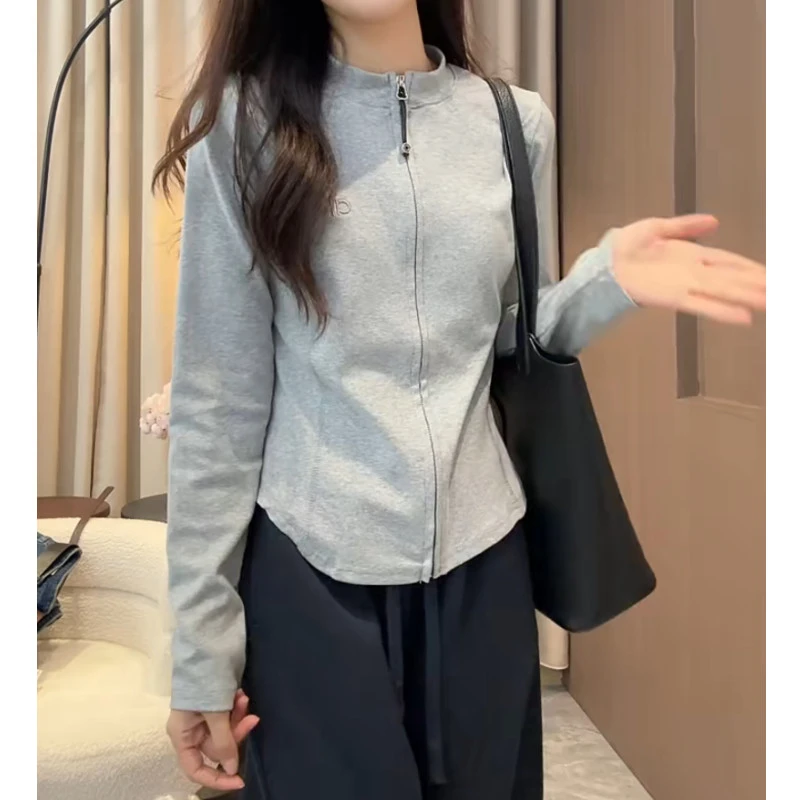 2025年早秋新款大码开衫外套打底衫女小个子穿搭百搭显瘦长袖卫衣