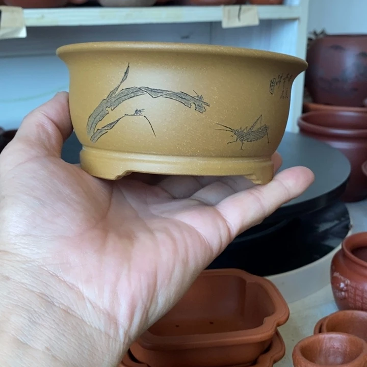 紫砂紫砂花盆手工制作