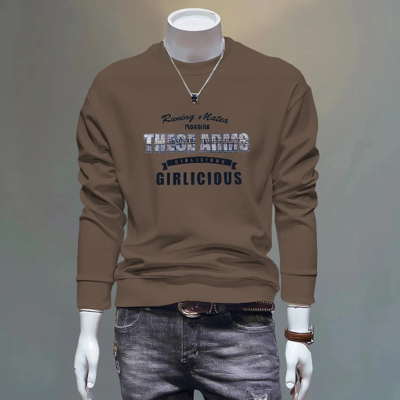 2025秋冬男士卫衣新款爆款时尚潮流圆领印花长袖休闲外套男打底衫