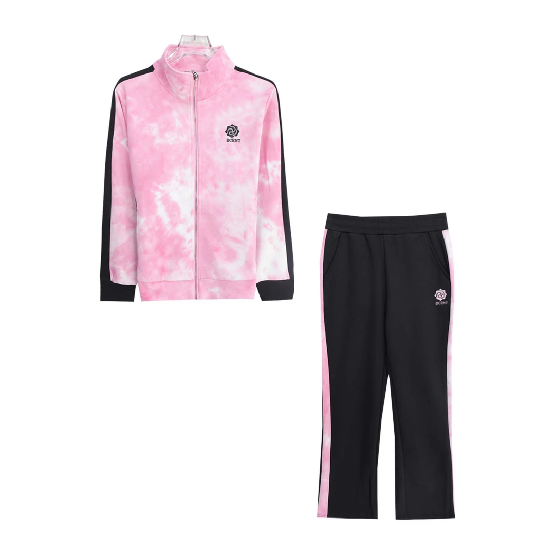 时尚长袖印花立领卫衣休闲减龄运动套装S3965