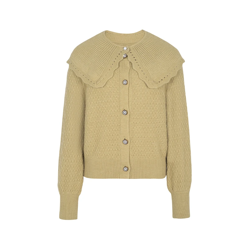 【媛媛女王专属】商场同款新品可脱卸翻领绵羊毛针织衫NDY10A34422