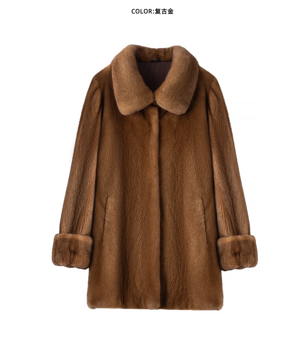 梵琴黛在逃公主！抽刀南瓜挽袖中长可翻可立年轻气质时尚水貂皮草