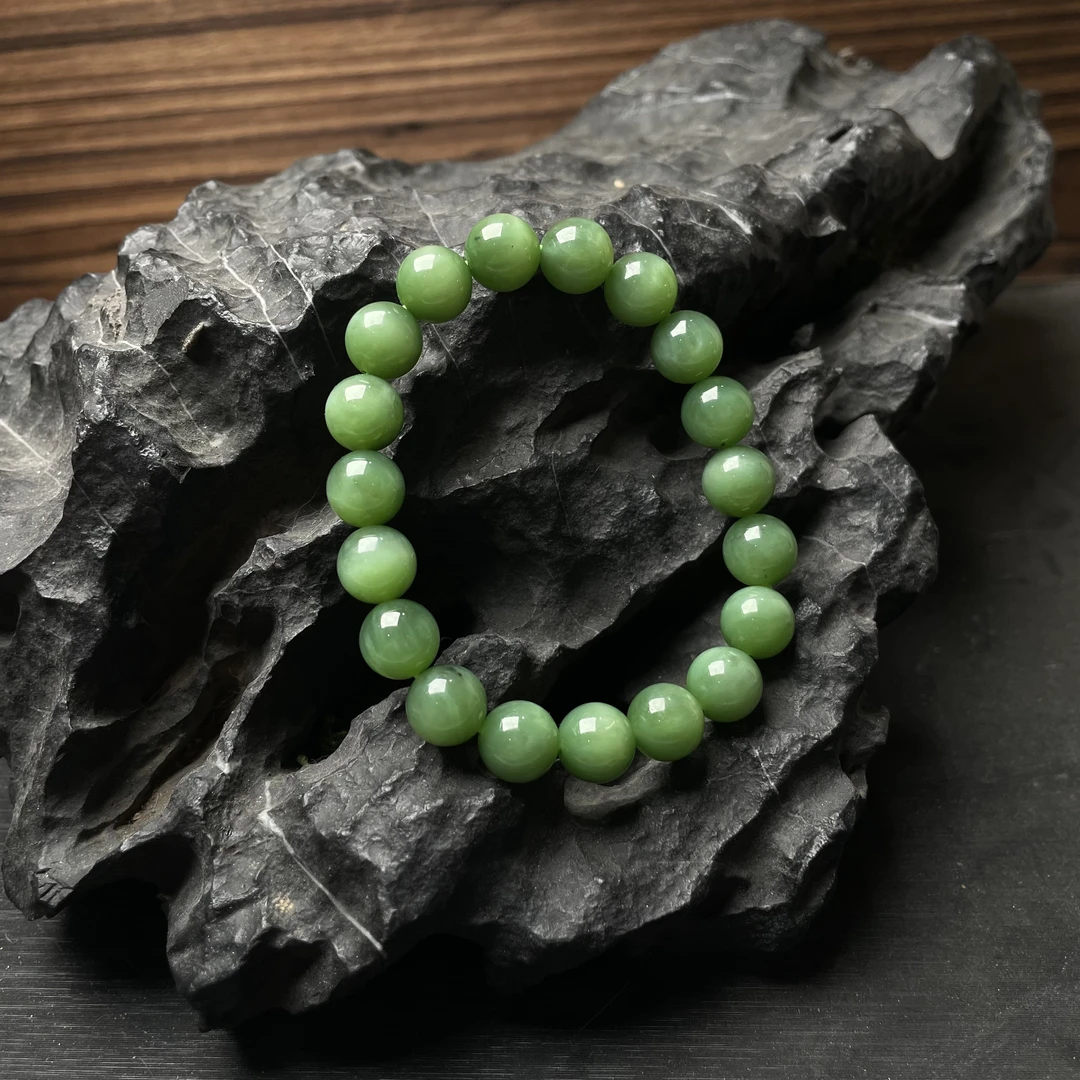 一等品和田玉碧玉猫眼高荧光手串10mm KT25042493