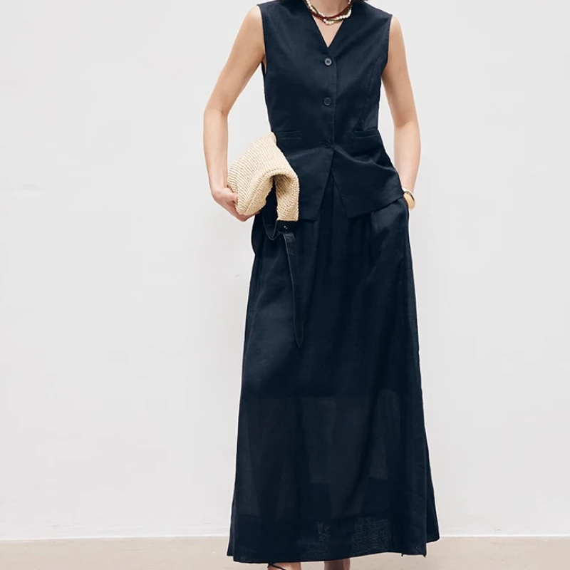 轻薄亚麻时尚半裙0287