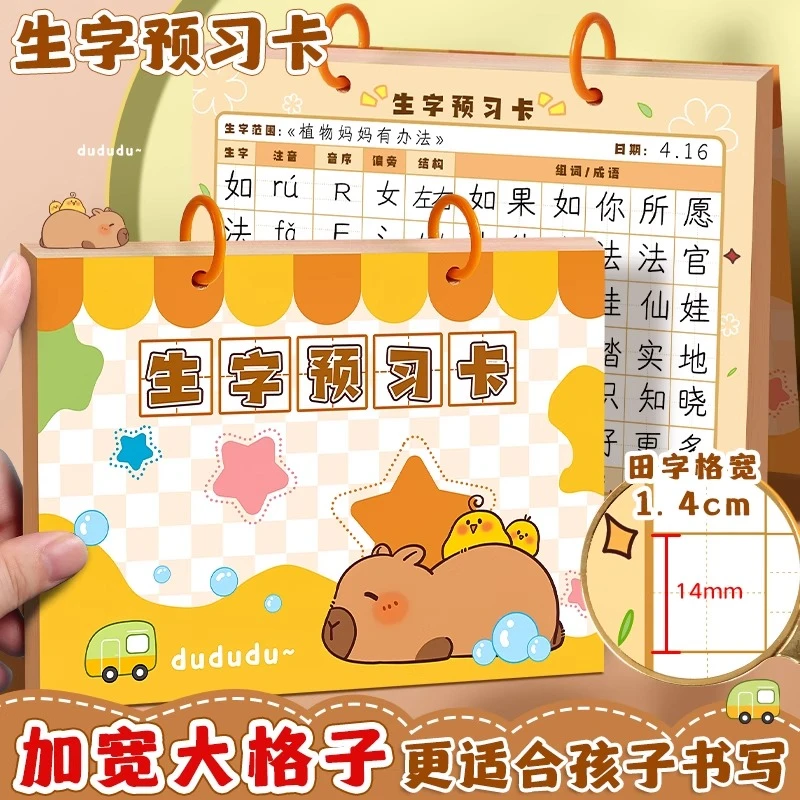 生字预习卡语文大格子三年级宽大生字卡四年级小学生二年级预习纸