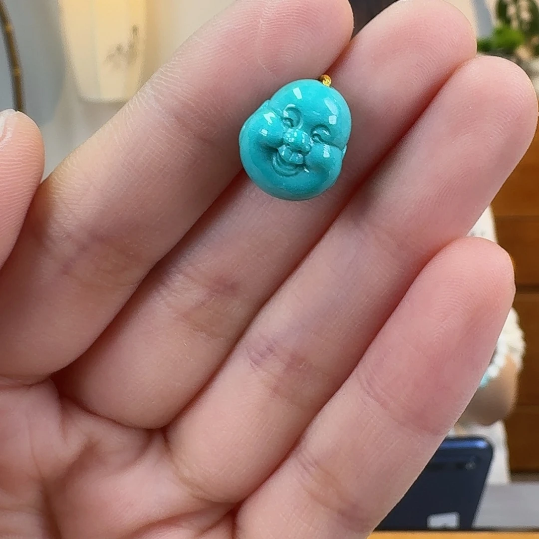 绿松石18K金镶嵌挂件