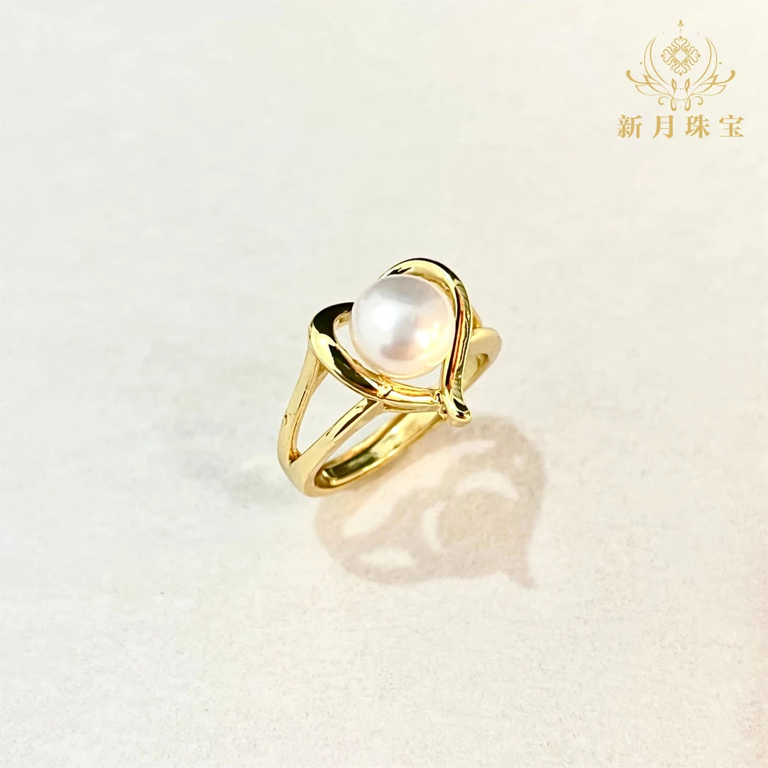 淡水珍珠强光近无暇心形戒指可调节-多样性发一